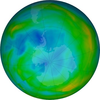 Antarctic ozone map for 2025-07-02